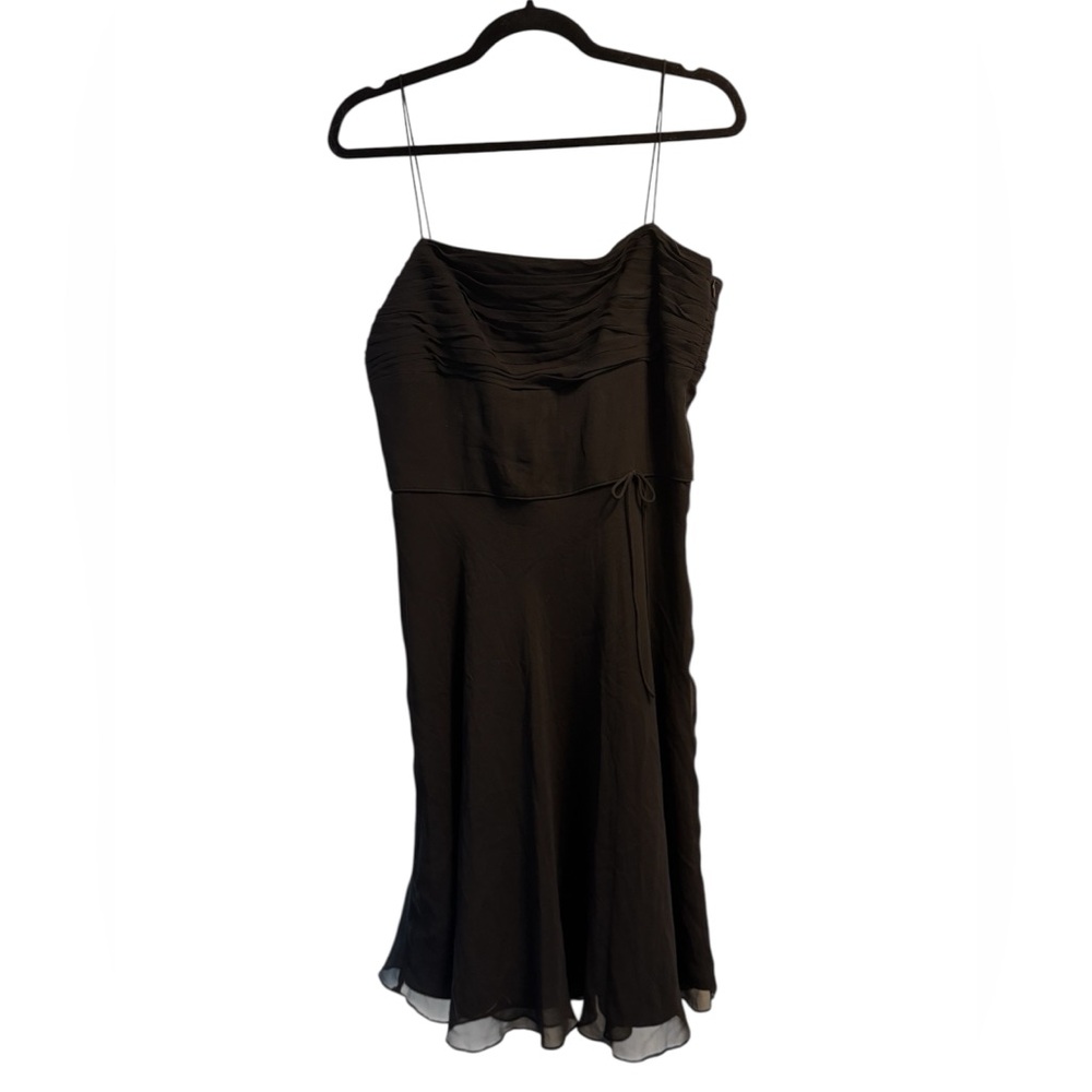 LOFT 100% Silk Black Spaghetti Strap Dress Size 10 NWT